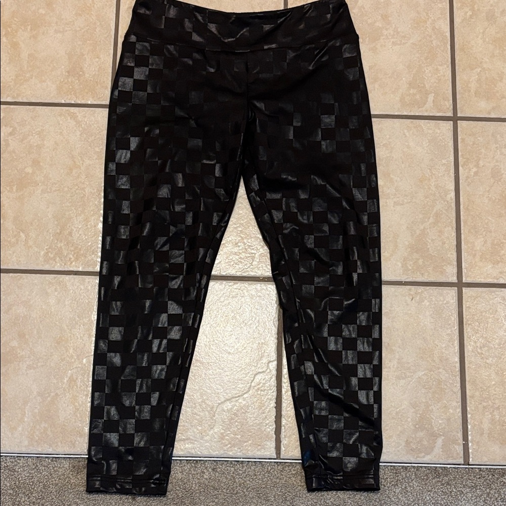 No Boundaries Black Checkered Leggings